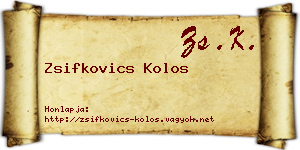 Zsifkovics Kolos névjegykártya